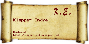 Klapper Endre névjegykártya